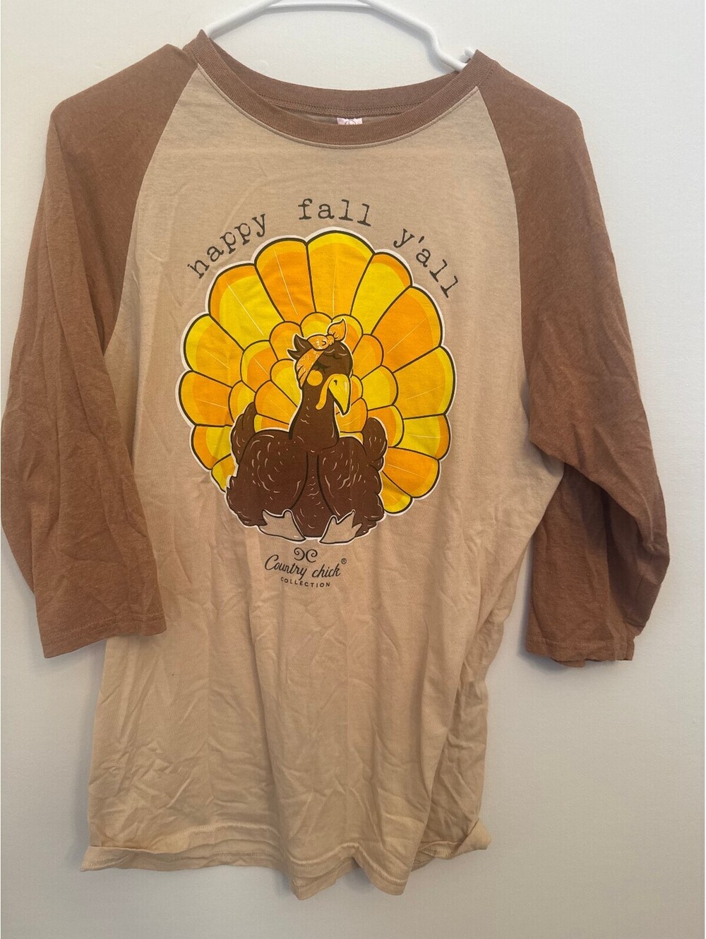 Comfy Chic Collection Happy Fall Yall Turkey Raglan Graphic Shirt